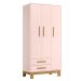 Roupeiro com 3 Portas Segóvia Rosa Acetinado