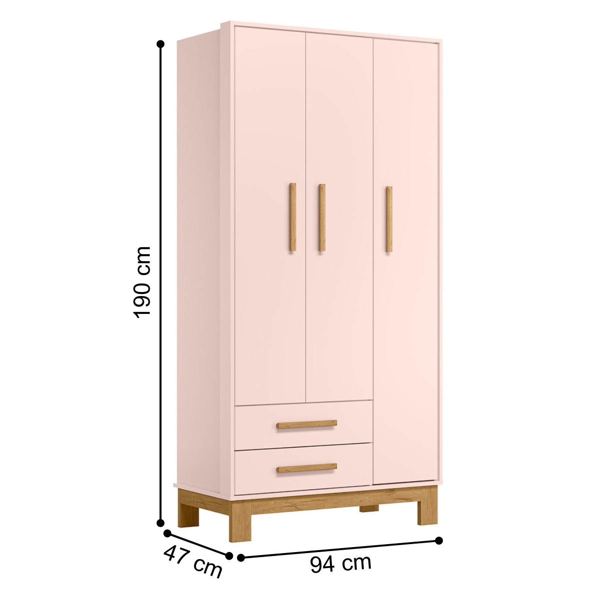 Roupeiro com 3 Portas Segóvia Rosa Acetinado