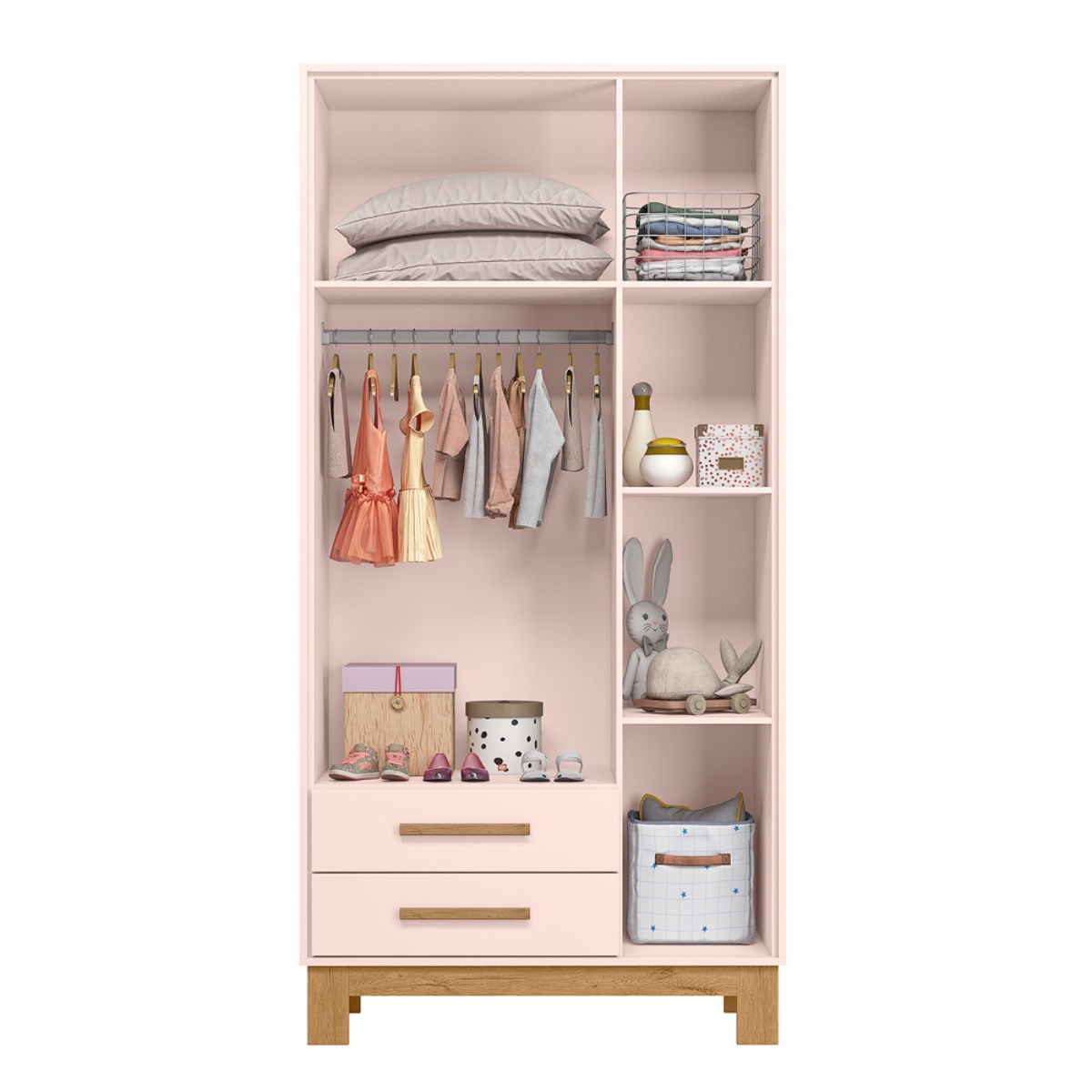 Roupeiro com 3 Portas Segóvia Rosa Acetinado