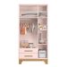Roupeiro com 3 Portas e Cômoda Mlata Rosa Acetinado