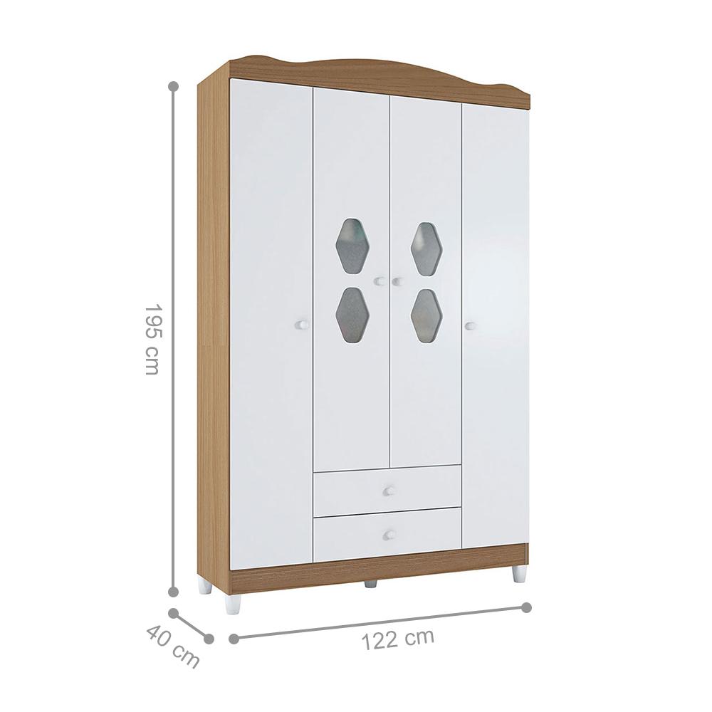 Roupeiro com 4 portas Gravata New York Branco Almendra