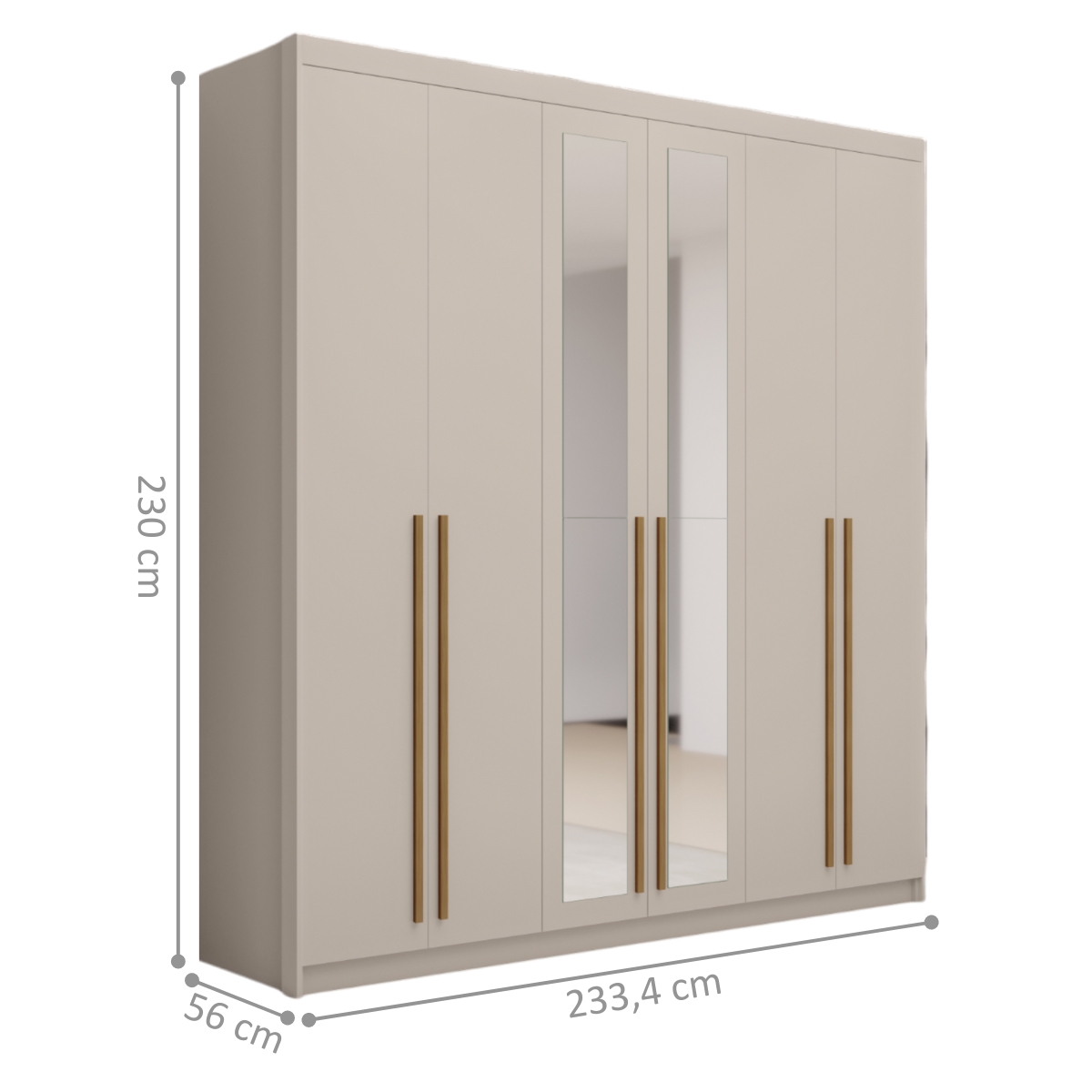 Roupeiro com 6 Portas com Espelhos Finlandia Fendi