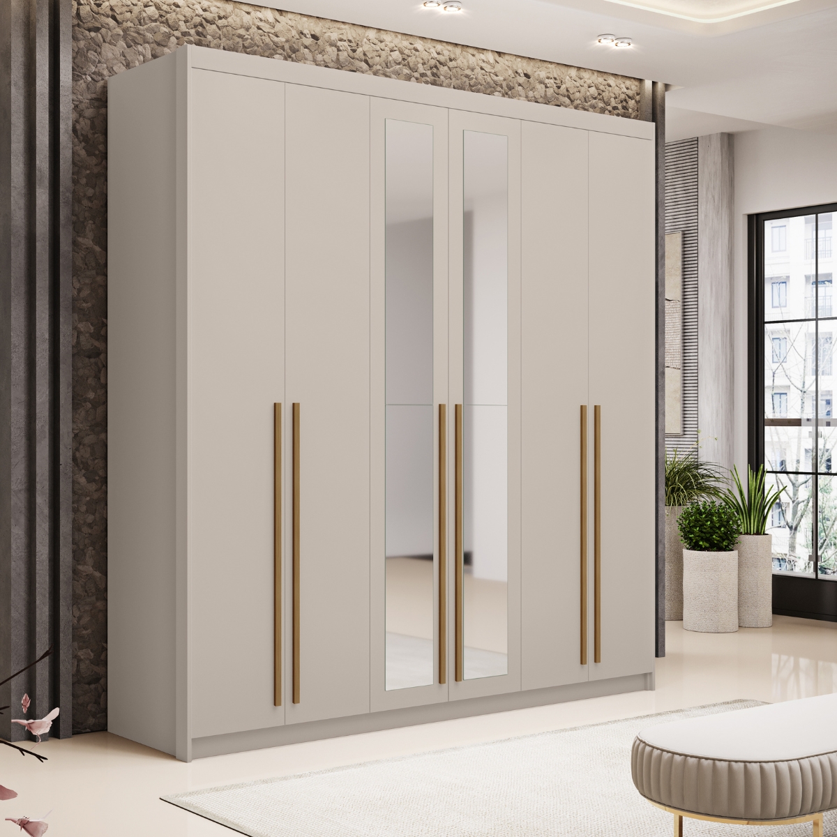 Roupeiro com 6 Portas com Espelhos Finlandia Fendi