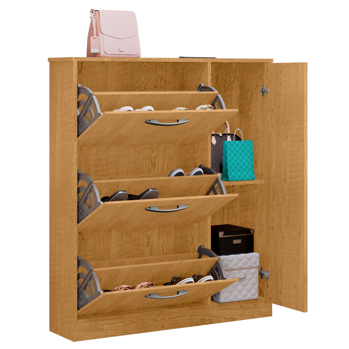 Sapateira com 4 Portas e 1 Prateleira Niterói Naturalle