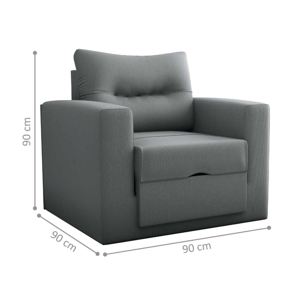 Sofá Cama 1 Lugar Cork Suede Cinza