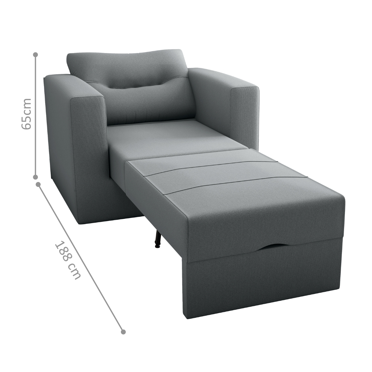 Sofá Cama 1 Lugar Cork Suede Cinza