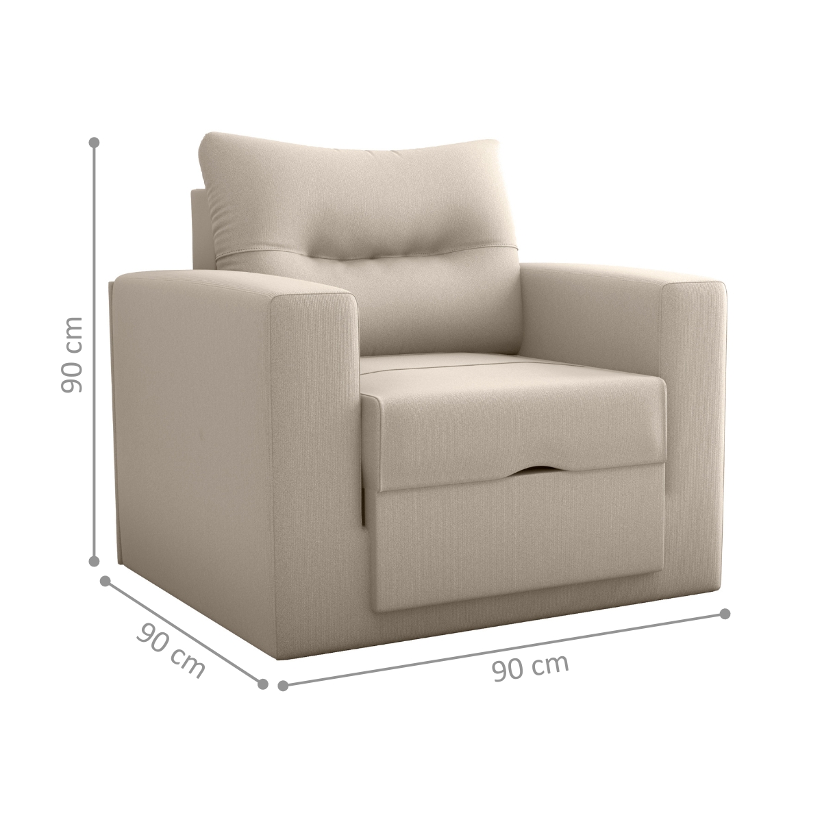 Sofá Cama 1 Lugar Italo Suede Bege