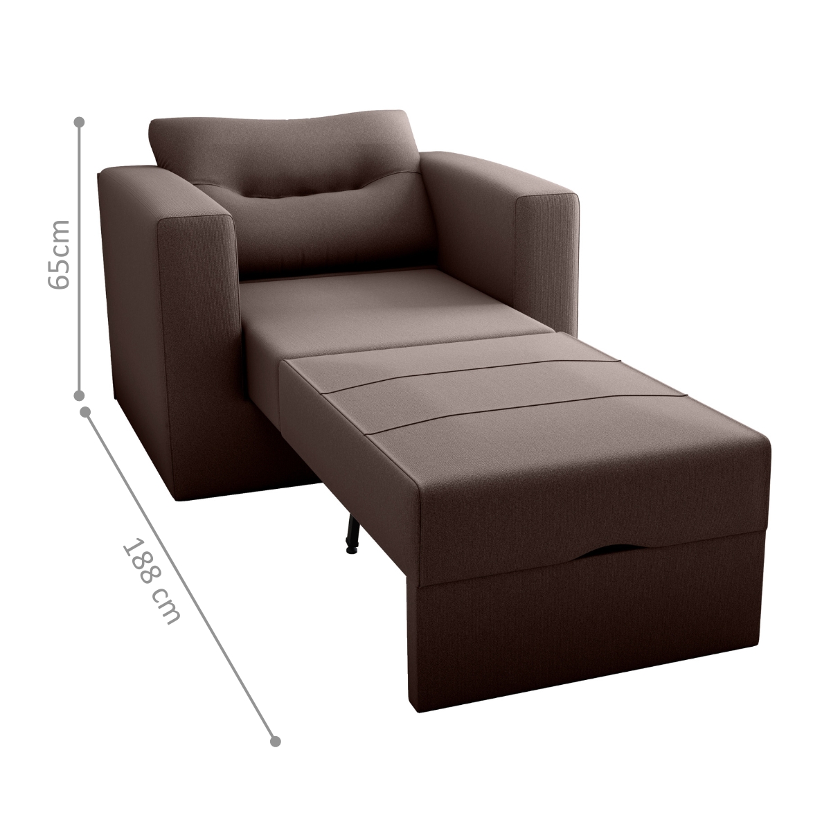 Sofá Cama 1 Lugar Italo Suede Marrom