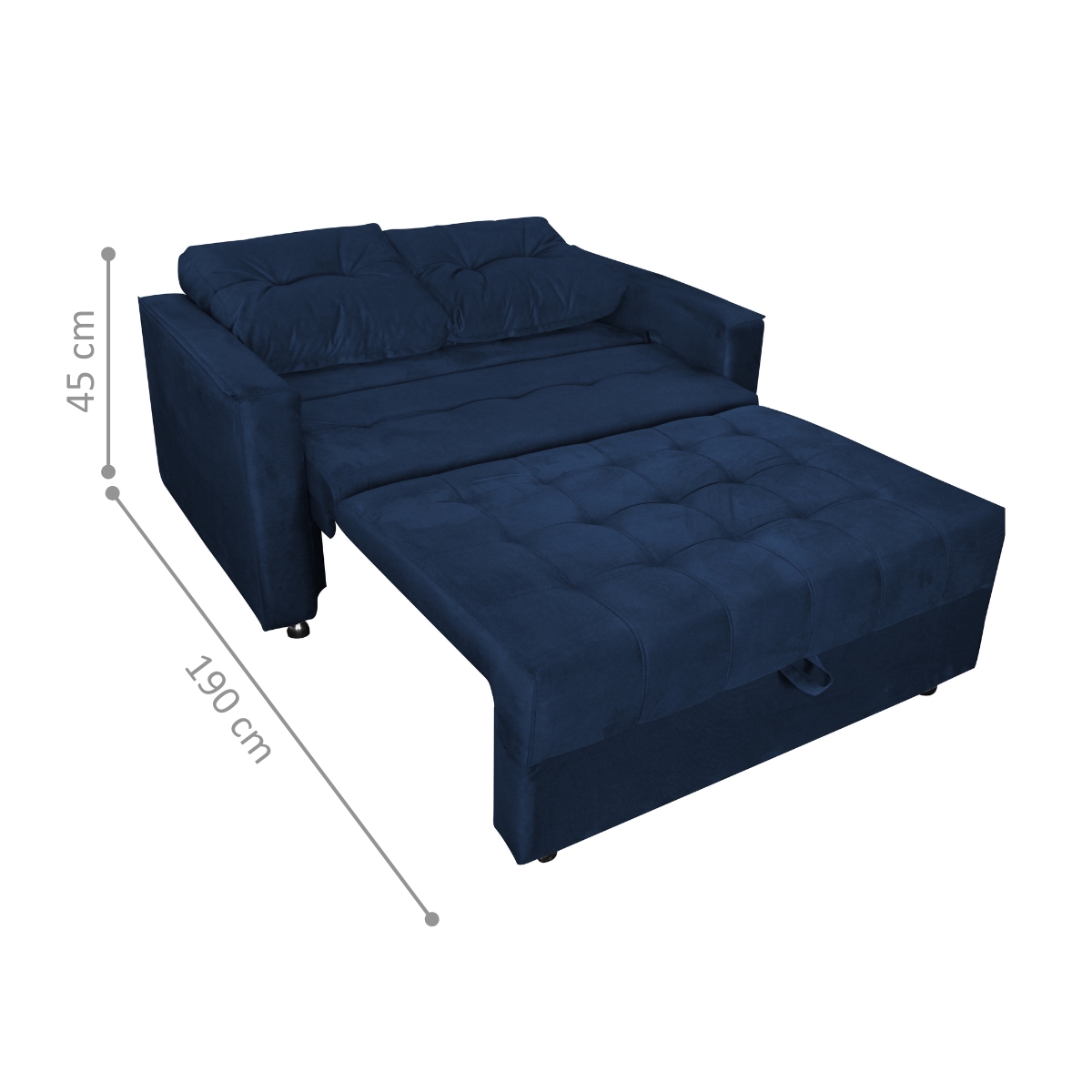 Sofá Cama 2 Lugares Duleek Veludo Azul
