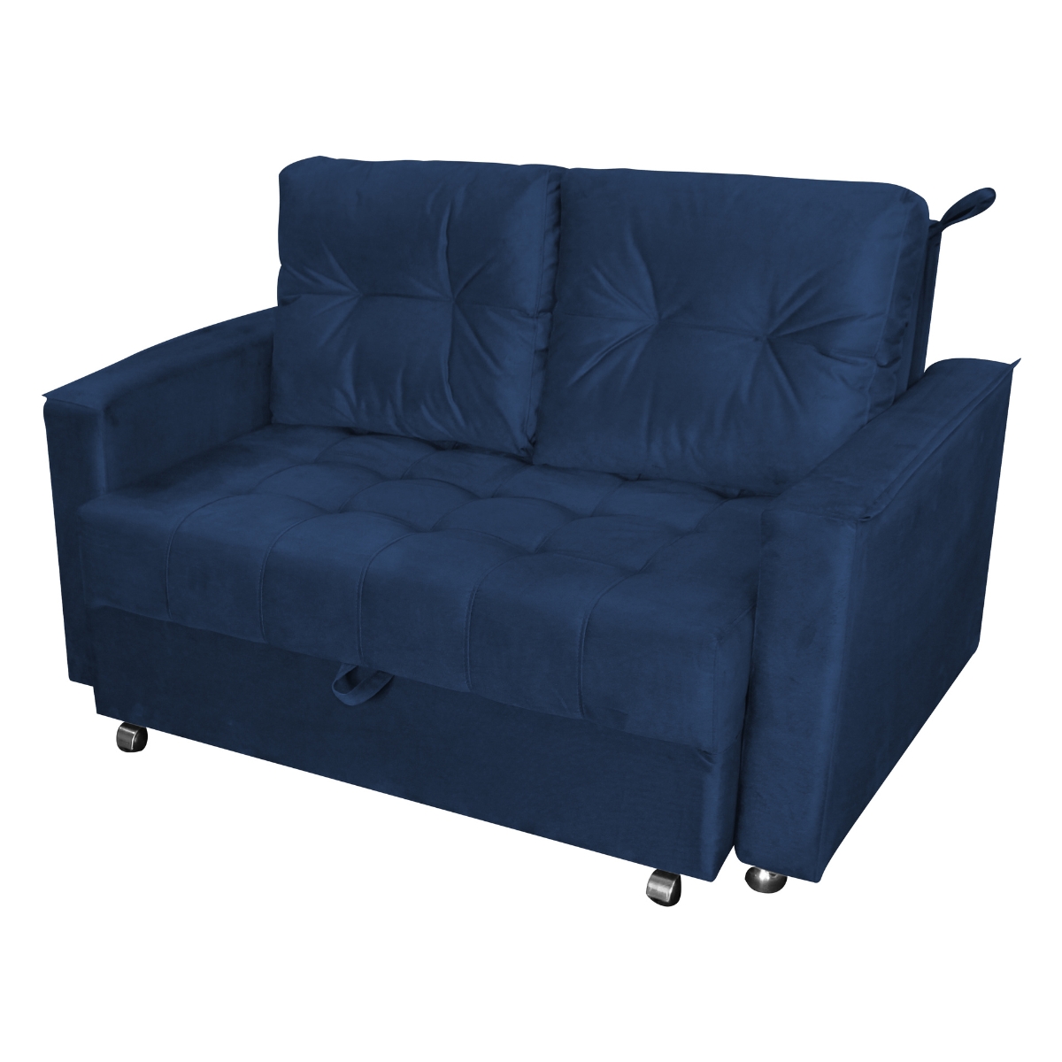Sofá Cama 2 Lugares Duleek Veludo Azul