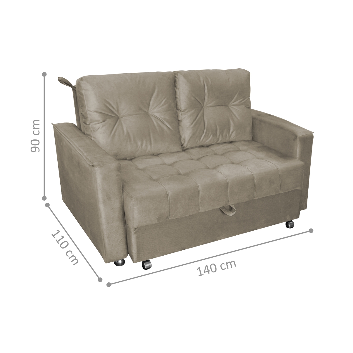 Sofá Cama 2 Lugares Duleek Veludo Capuccino