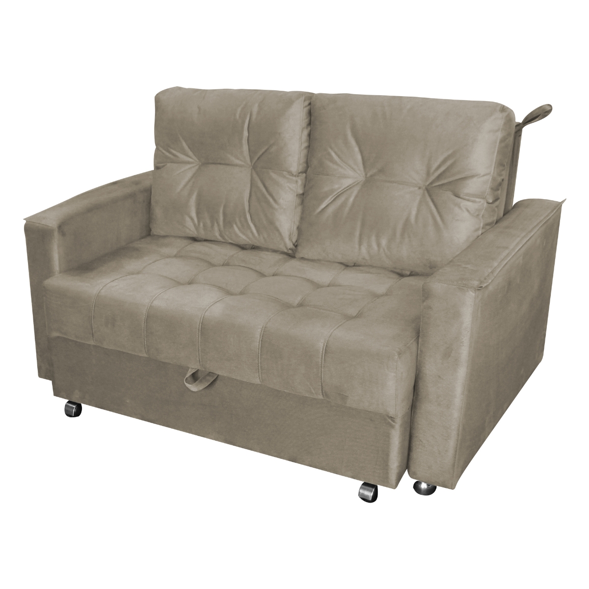 Sofá Cama 2 Lugares Duleek Veludo Capuccino