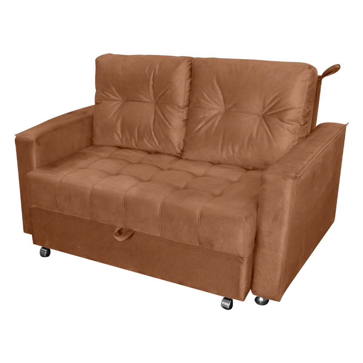 Sofá Cama 2 Lugares Duleek Veludo Ferrugem 