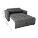 Sofá Cama 2 Lugares Duleek Veludo Maserati Chumbo