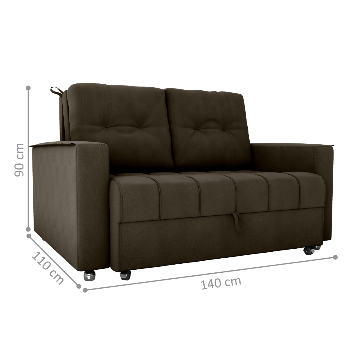 Sofá Cama 2 Lugares Duleek Veludo Maserati Marrom