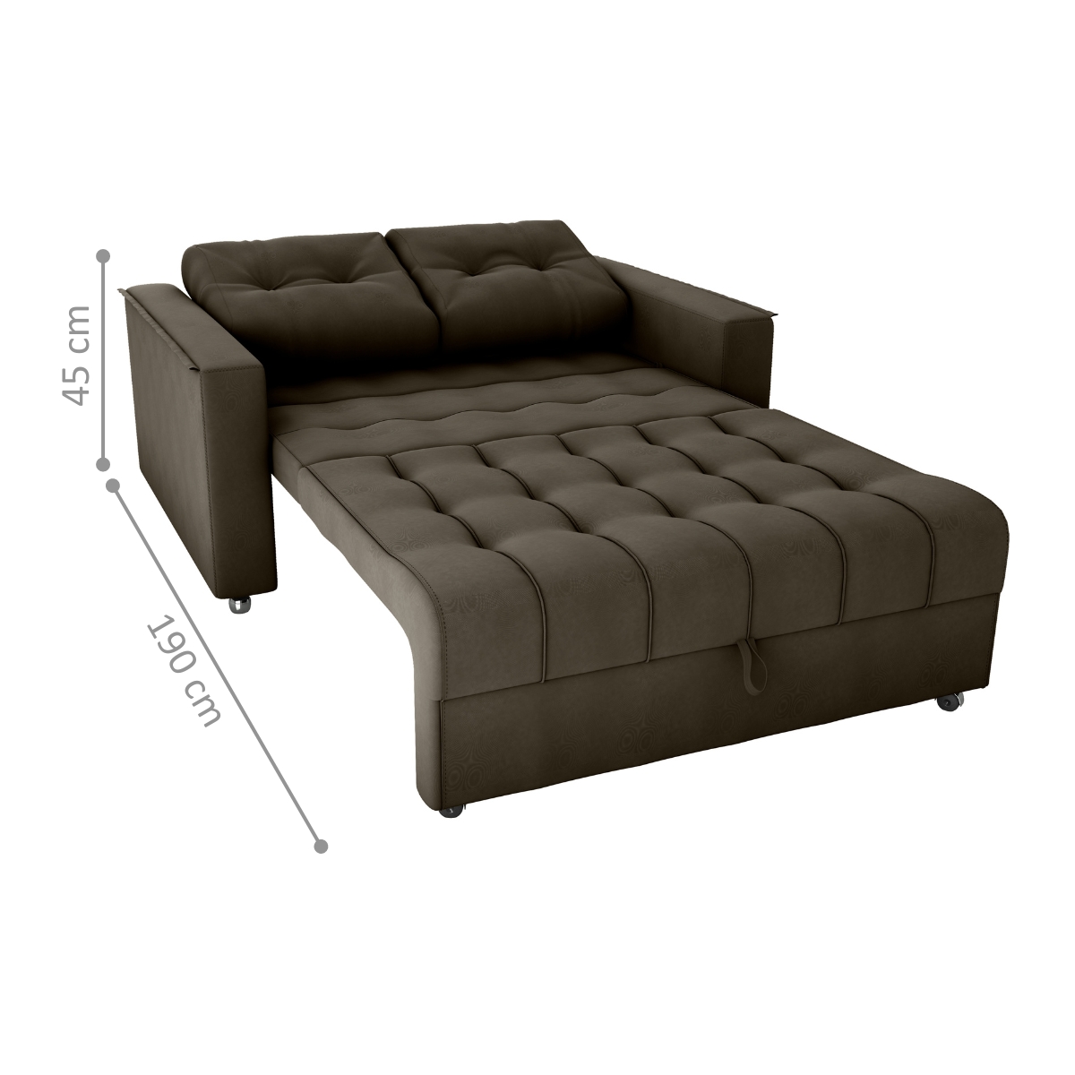Sofá Cama 2 Lugares Duleek Veludo Maserati Marrom