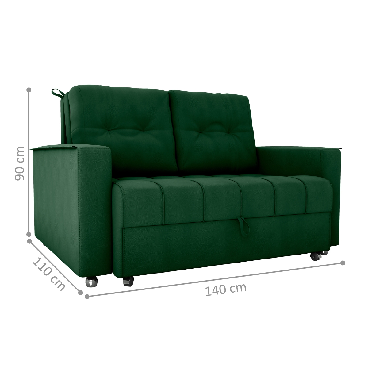 Sofá Cama 2 Lugares Duleek Veludo Maserati Verde