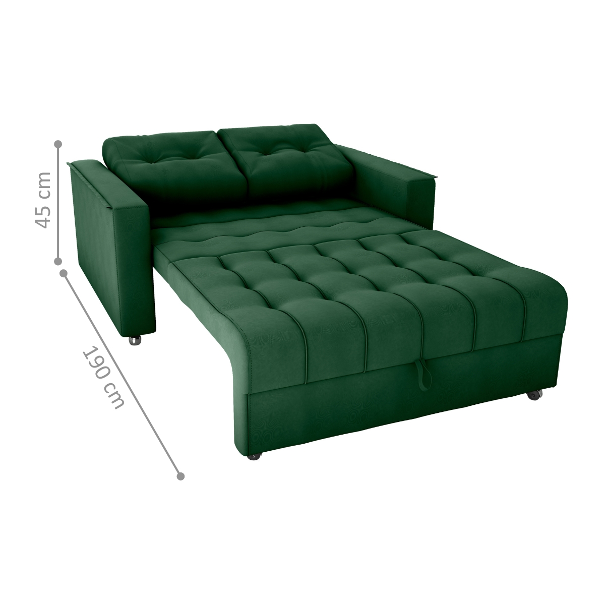 Sofá Cama 2 Lugares Duleek Veludo Maserati Verde