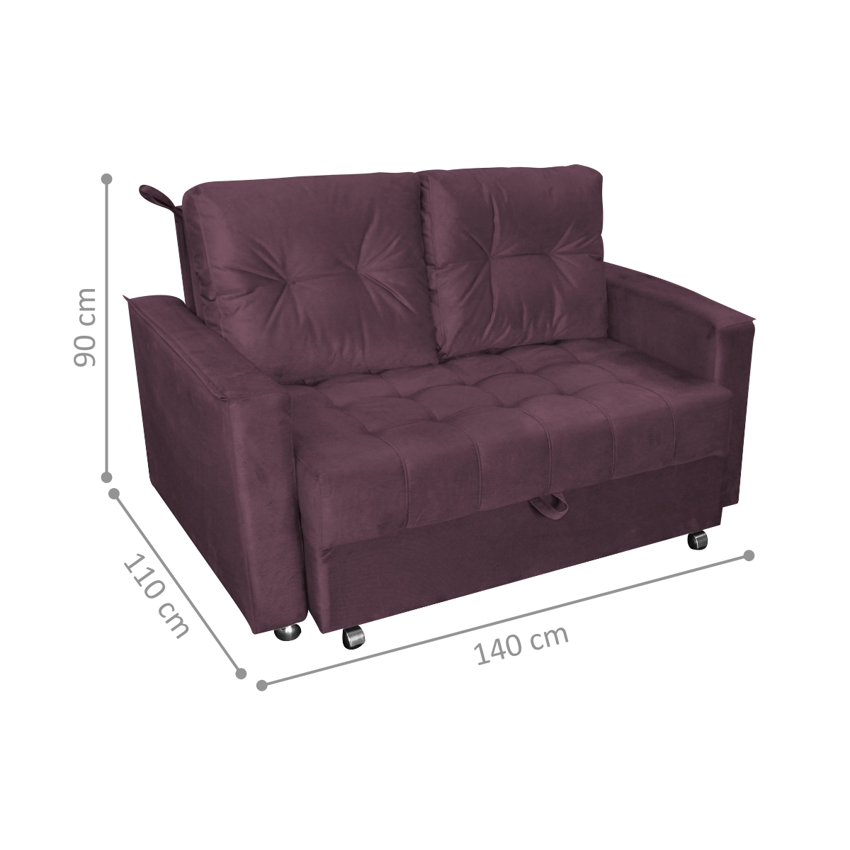 Sofá Cama 2 Lugares Duleek Veludo Rosê