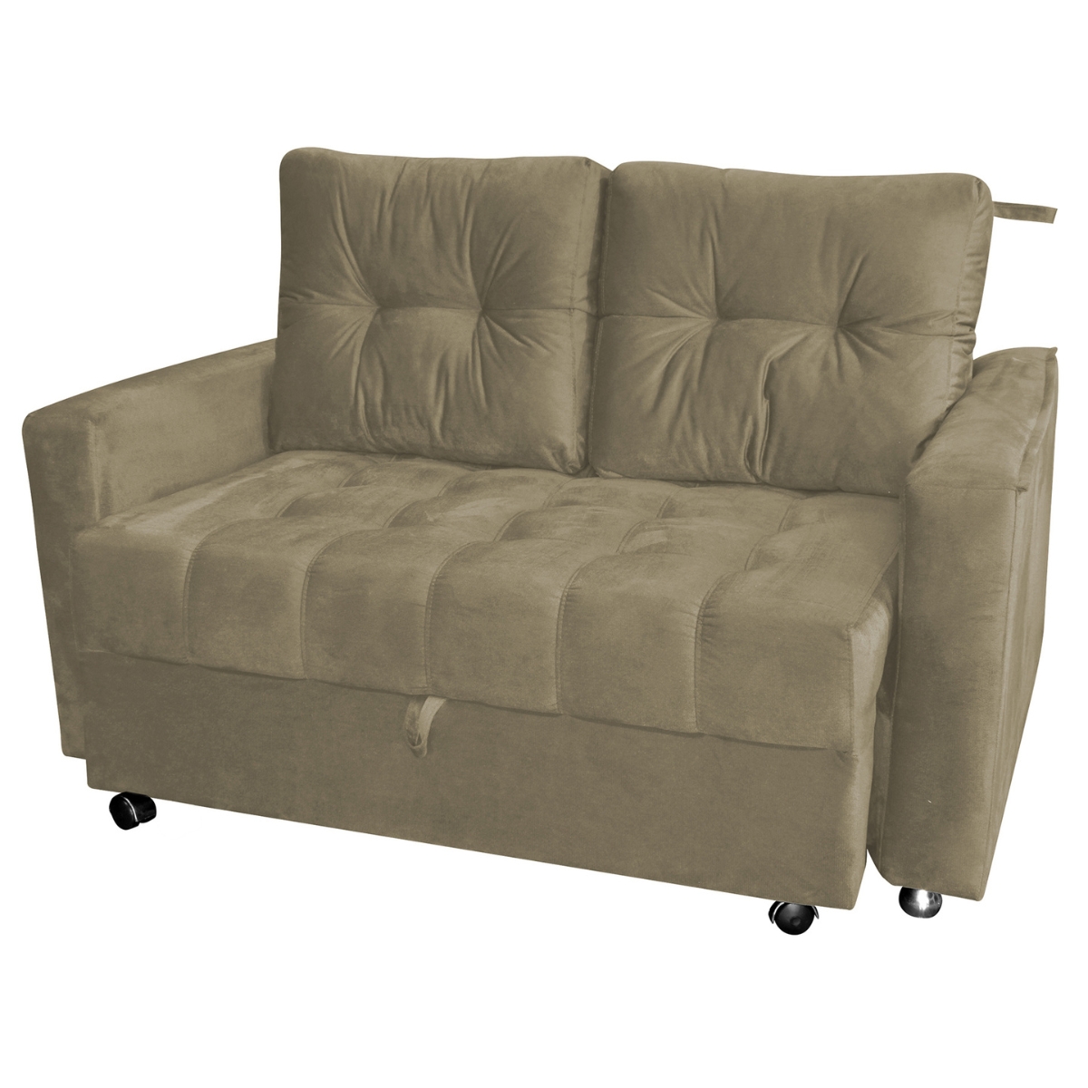 Sofá Cama 2 Lugares Duleek Veludo Turkey Cappuccino