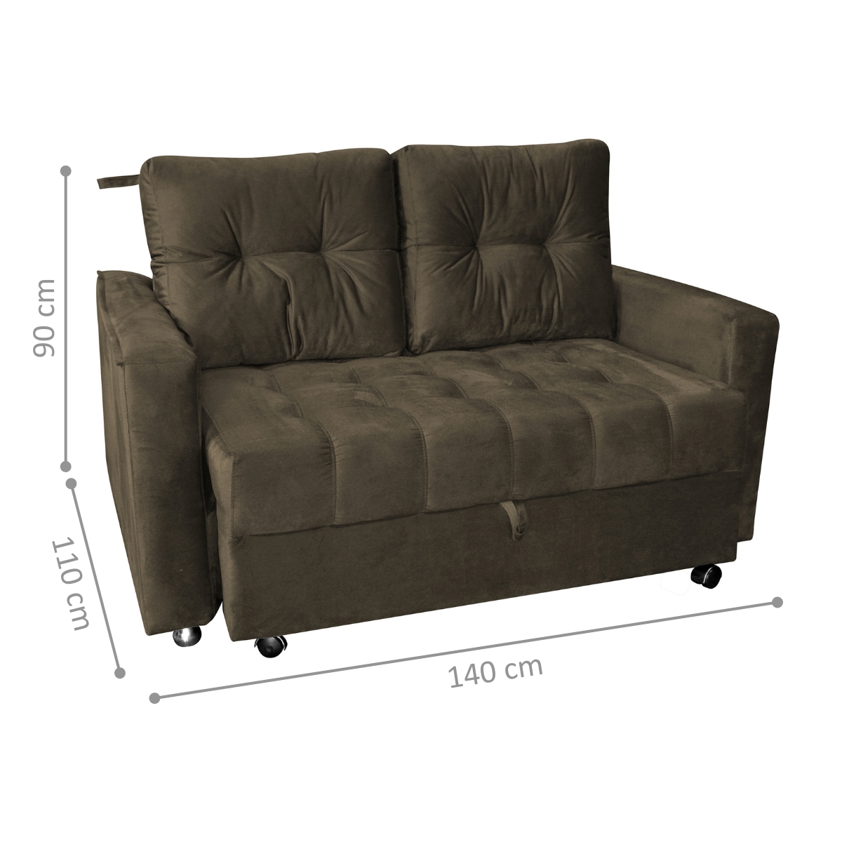 Sofá Cama 2 Lugares Duleek Veludo Turkey Marrom