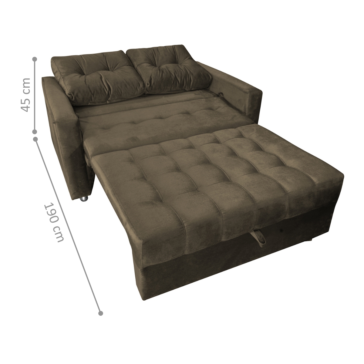 Sofá Cama 2 Lugares Duleek Veludo Turkey Marrom