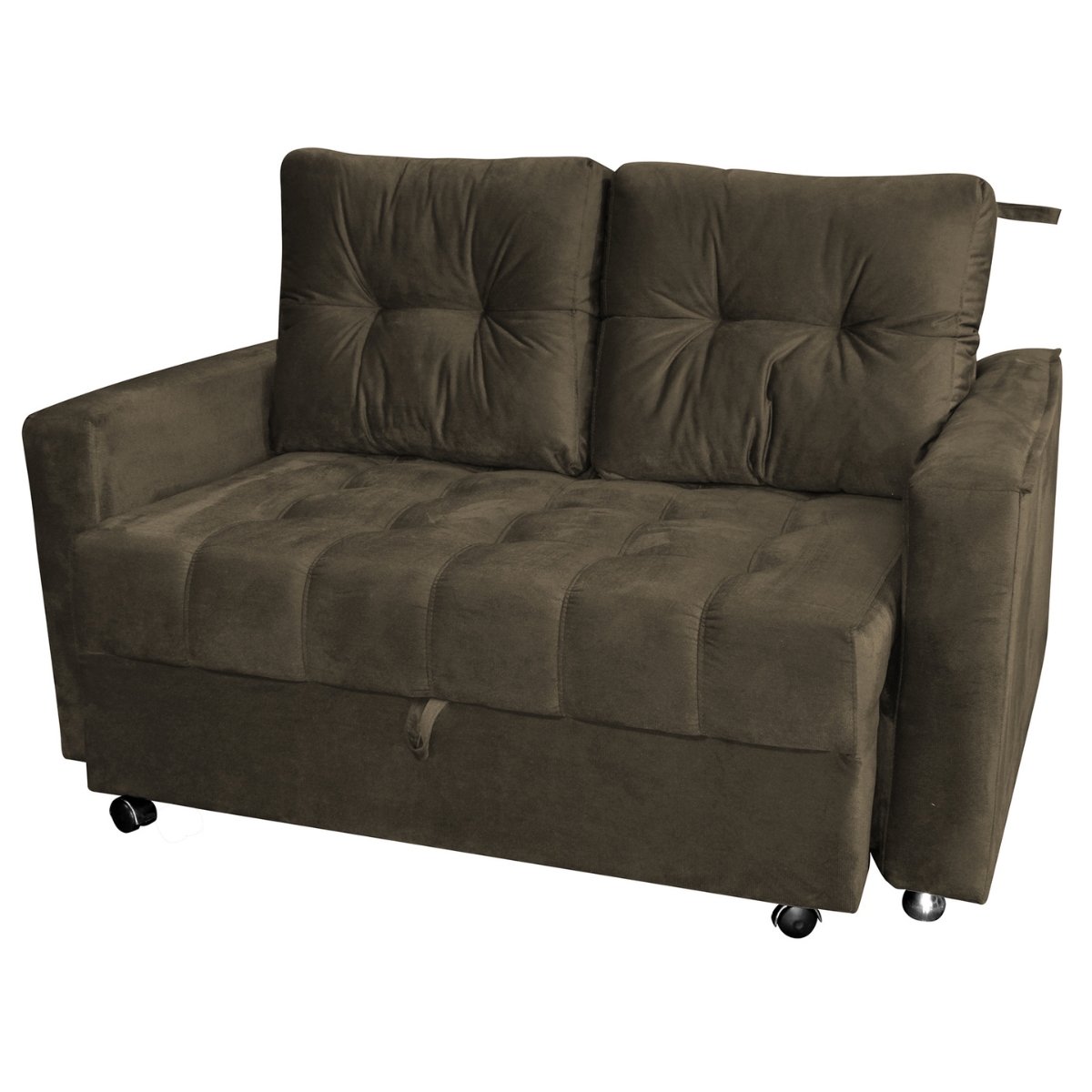 Sofá Cama 2 Lugares Duleek Veludo Turkey Marrom