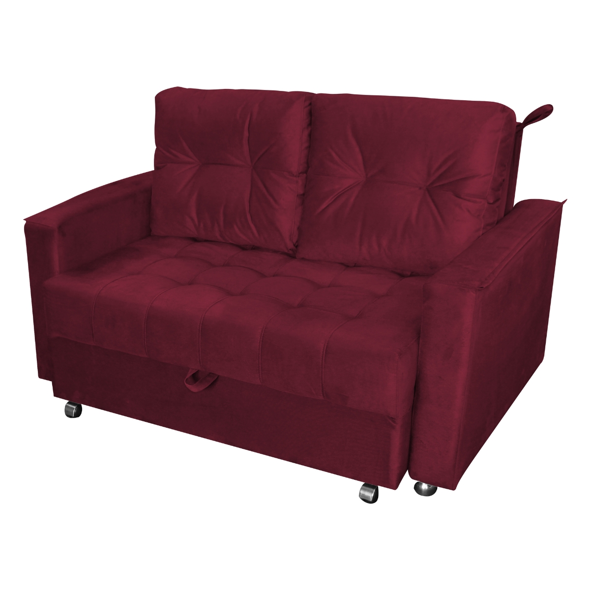 Sofá Cama 2 Lugares Duleek Veludo Vinho