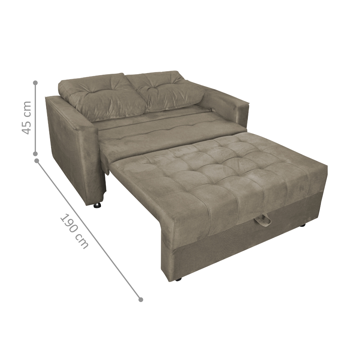 Sofá Cama 2 Lugares Yago Veludo Cappuccino