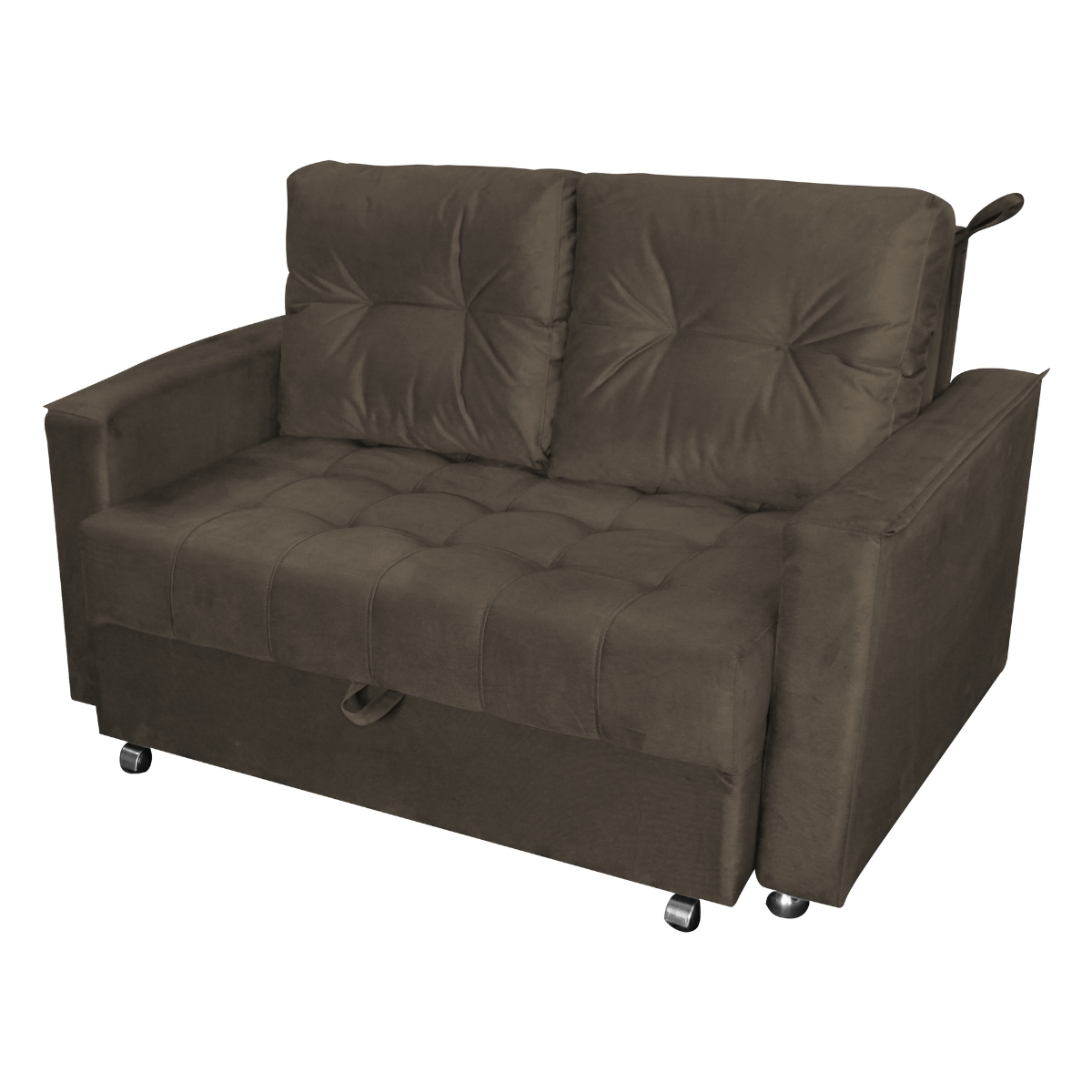 Sofá Cama 2 Lugares Yago Veludo Marrom