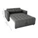 Sofá Cama 2 Lugares Yago Veludo Maserati Chumbo