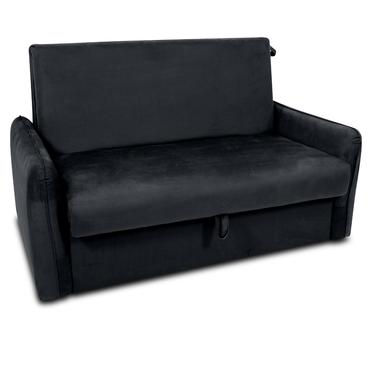 Sofá Cama 2 Lugares com Baú Fabian Veludo Inca Preto