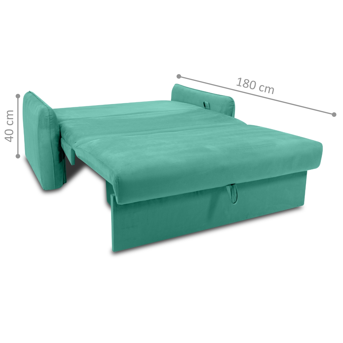 Sofá Cama 2 Lugares com Baú Fabian Veludo Verde Menta
