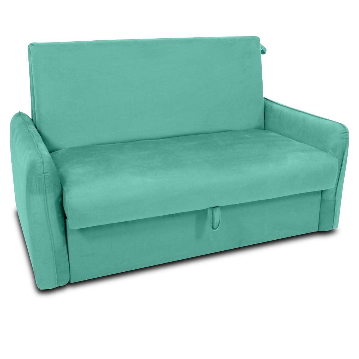 Sofá Cama 2 Lugares com Baú Fabian Veludo Verde Menta