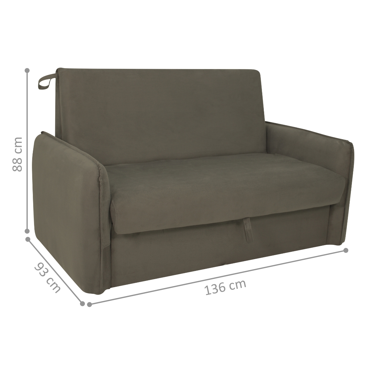 Sofá Cama 2 Lugares com Baú Swords Suede Cappuccino