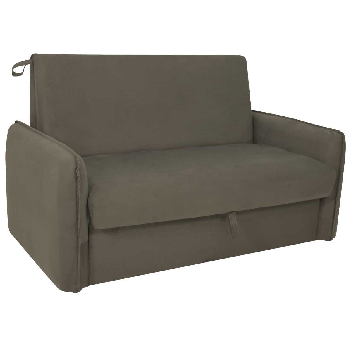 Sofá Cama 2 Lugares com Baú Swords Suede Cappuccino