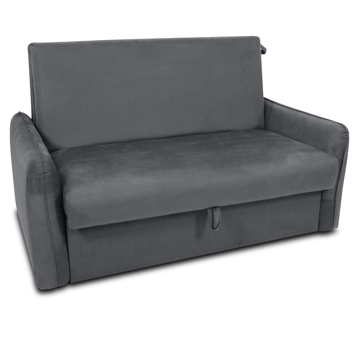 Sofá Cama 2 Lugares com Baú Swords Veludo Cinza