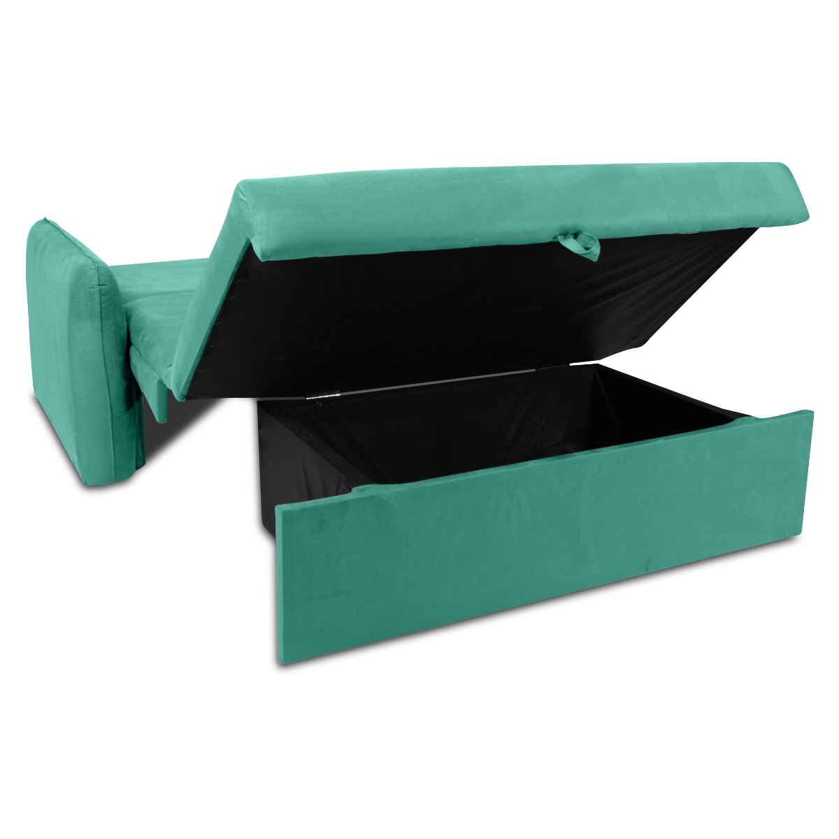 Sofá Cama 2 Lugares com Baú Swords Veludo Verde Menta