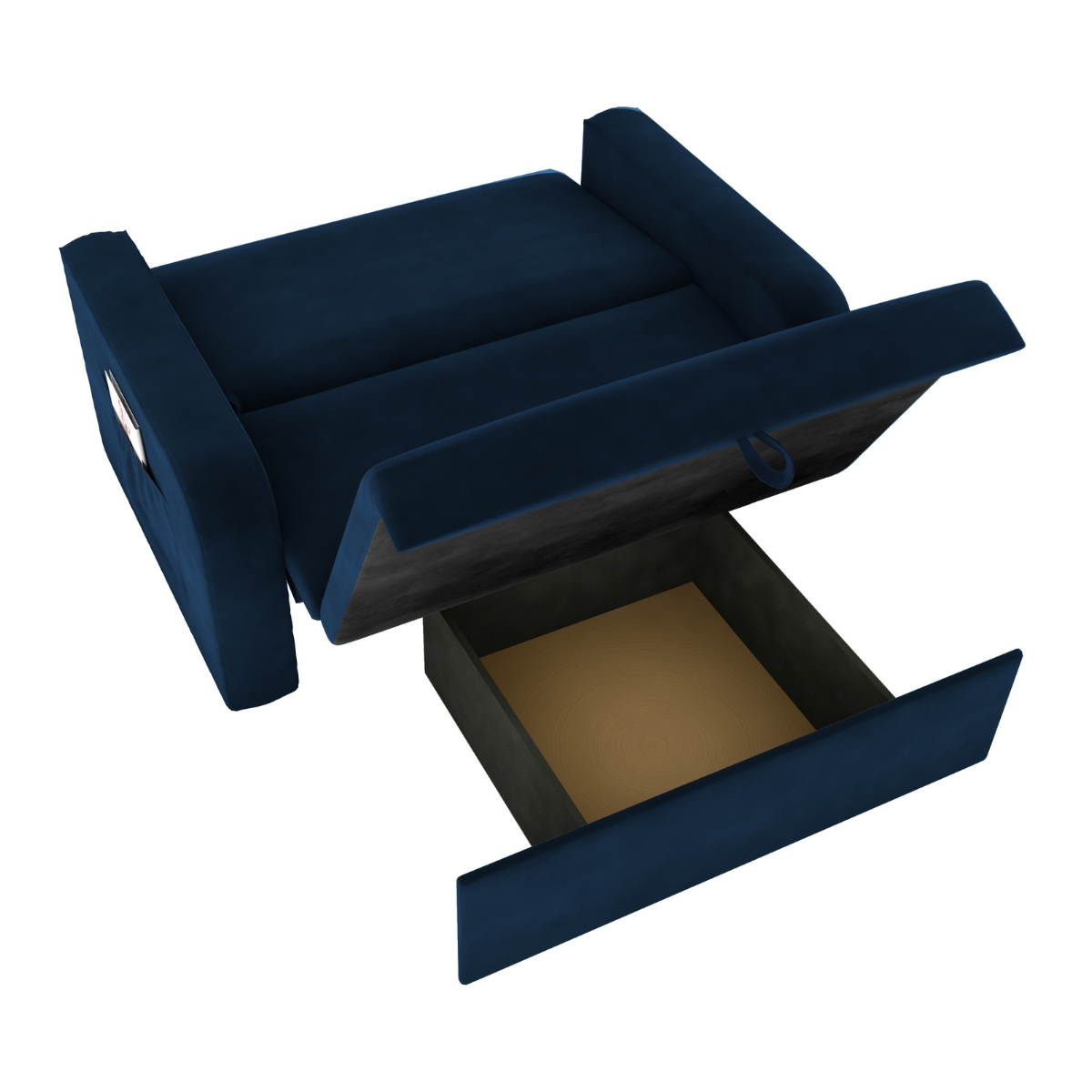 Sofá Cama com Baú 2 Lugares Harry Suede Azul 