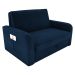 Sofá Cama com Baú 2 Lugares Harry Suede Azul 