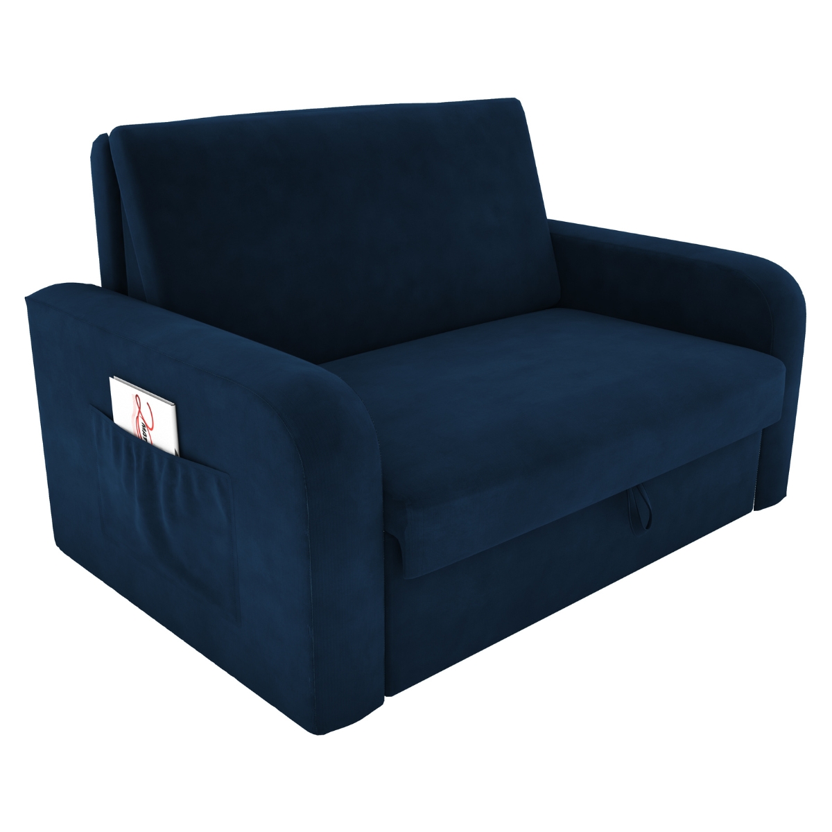 Sofá Cama com Baú 2 Lugares Harry Suede Azul 