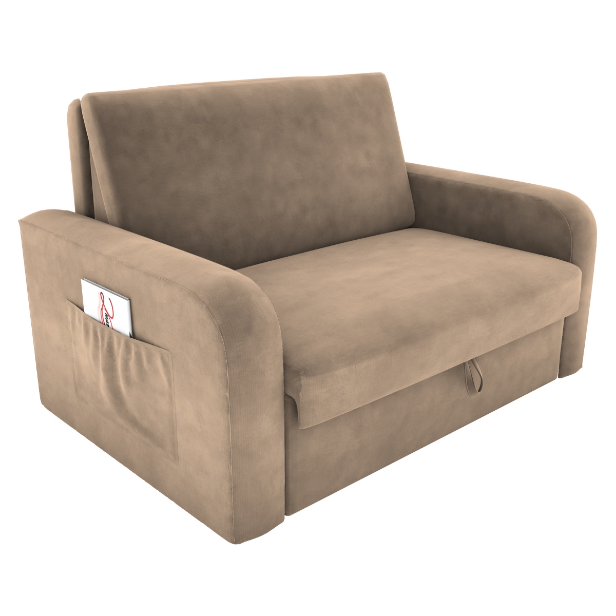Sofá Cama com Baú 2 Lugares Harry Suede Bege
