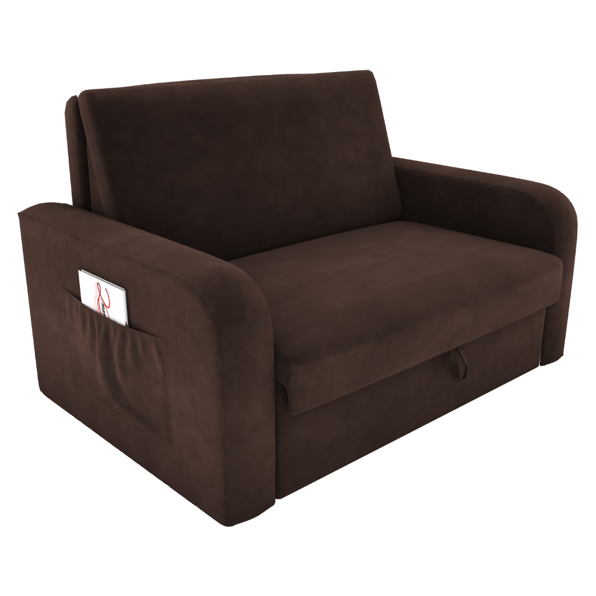 Sofá Cama com Baú 2 Lugares Harry Suede Marrom