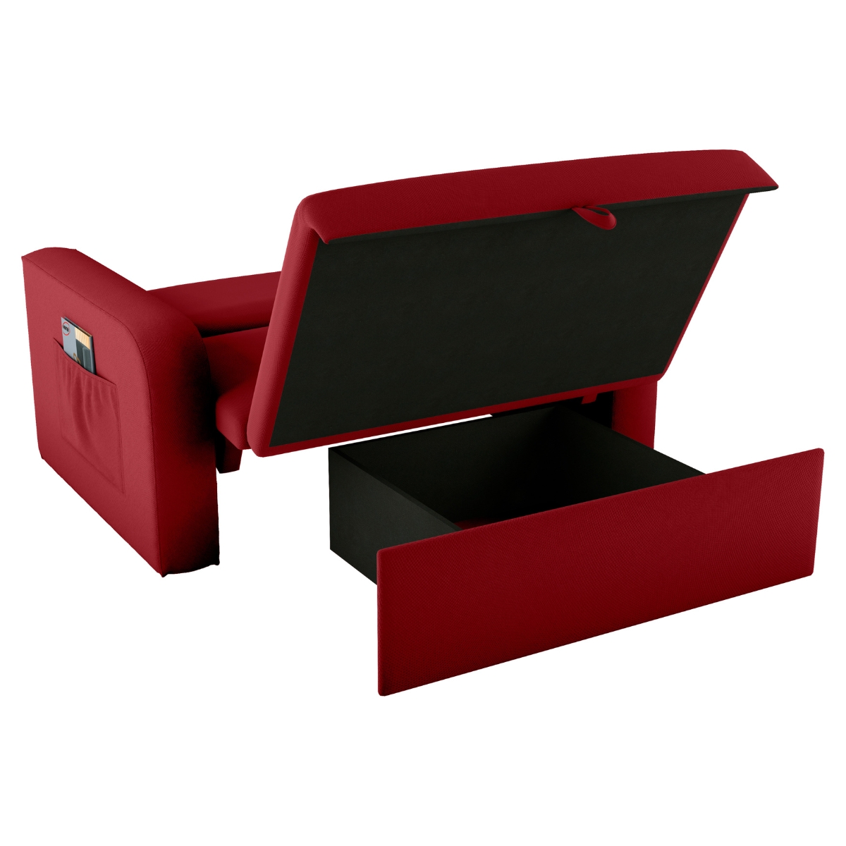 Sofá Cama com Baú 2 Lugares Harry Veludo Maserati Vermelho