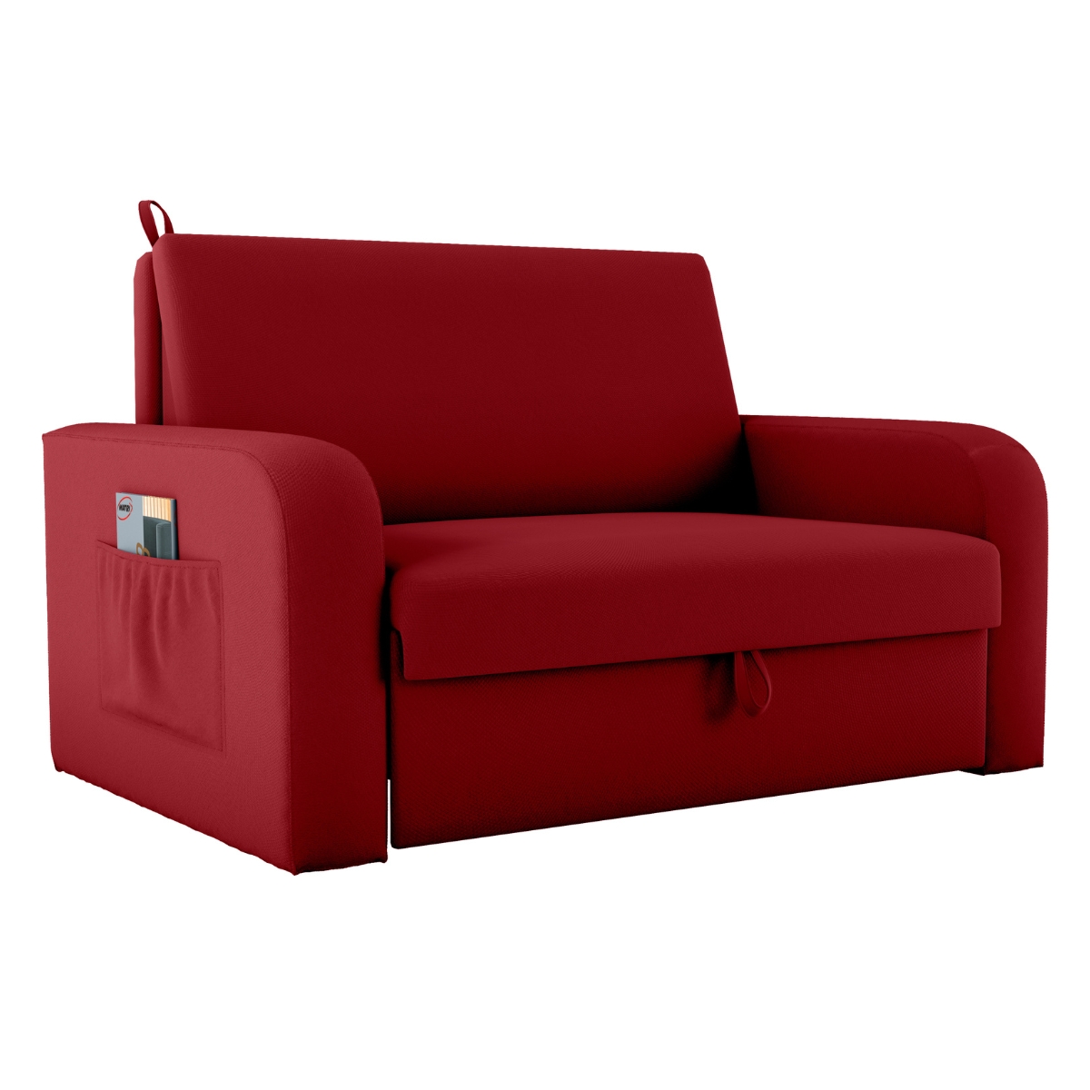 Sofá Cama com Baú 2 Lugares Harry Veludo Maserati Vermelho
