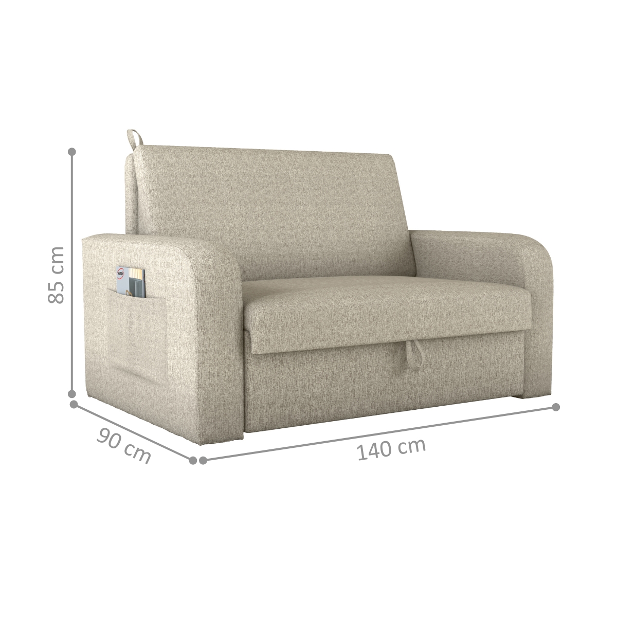 Sofá Cama com Baú 2 Lugares Raheny  Linho