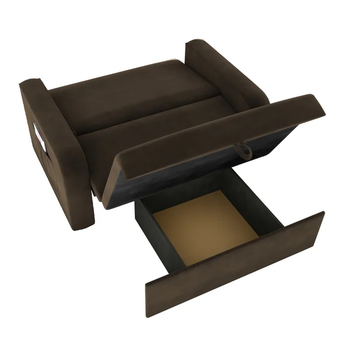 Sofá Cama com Baú 2 Lugares Raheny Suede Cappuccino