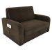 Sofá Cama com Baú 2 Lugares Raheny Suede Cappuccino