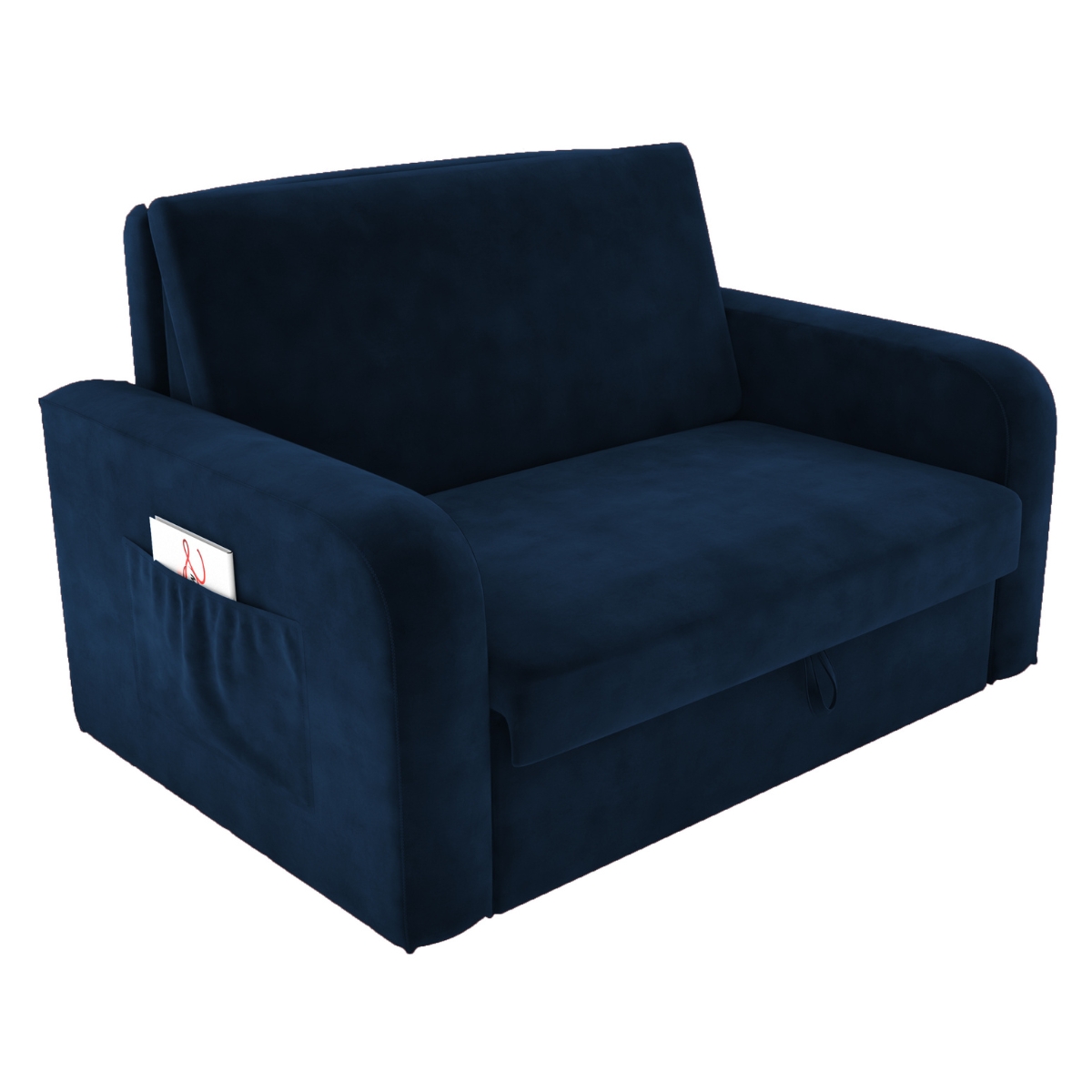 Sofá Cama com Baú 2 Lugares Raheny Veludo Azul
