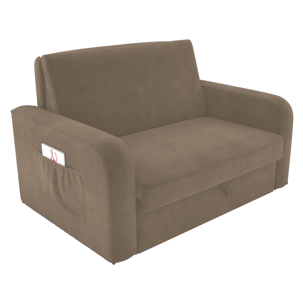 Sofá Cama com Baú 2 Lugares Raheny Veludo Cappuccino 